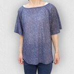 異素材ミックスが映える バック切り替えTシャツ｜ネイビー｜サムネイル1