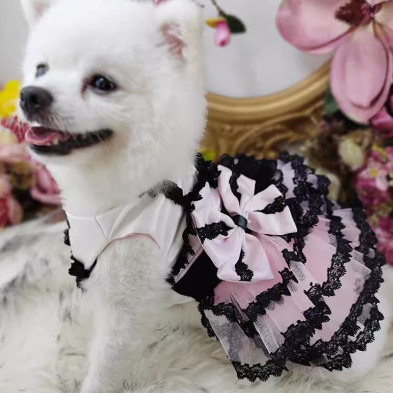 犬服ハンドメイドロリータワンピースご確認