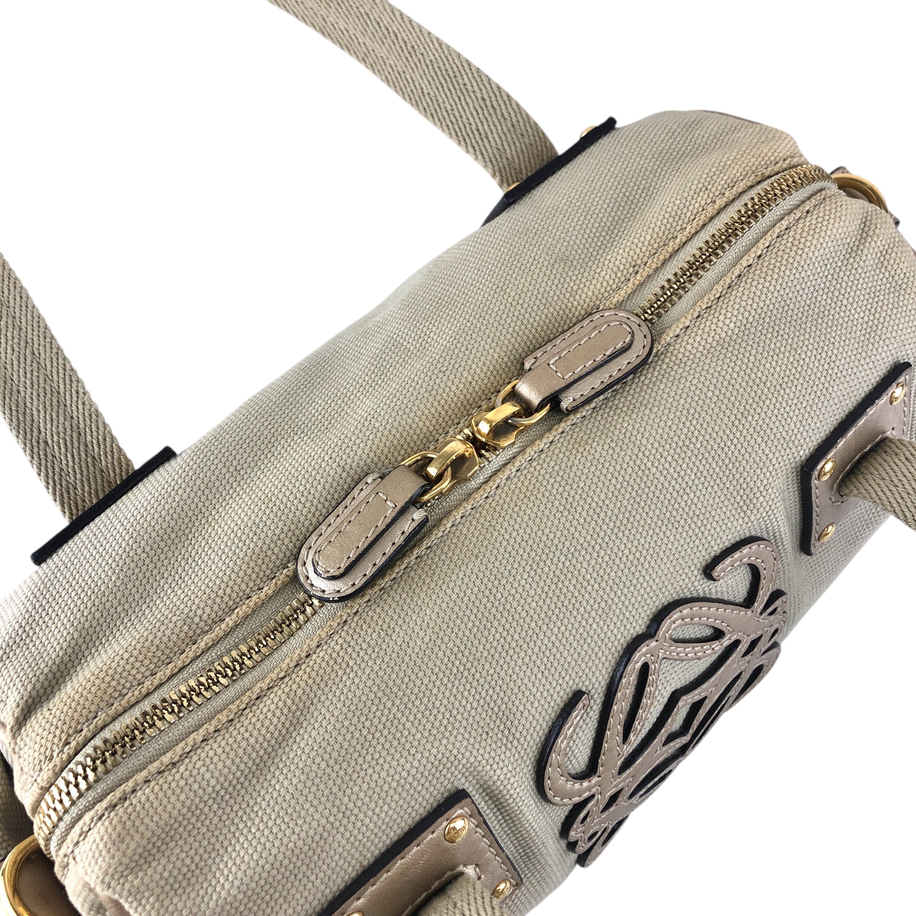 LOEWE ロエベ ハンドバッグ ベージュ アナグラム キャンバス ミニ