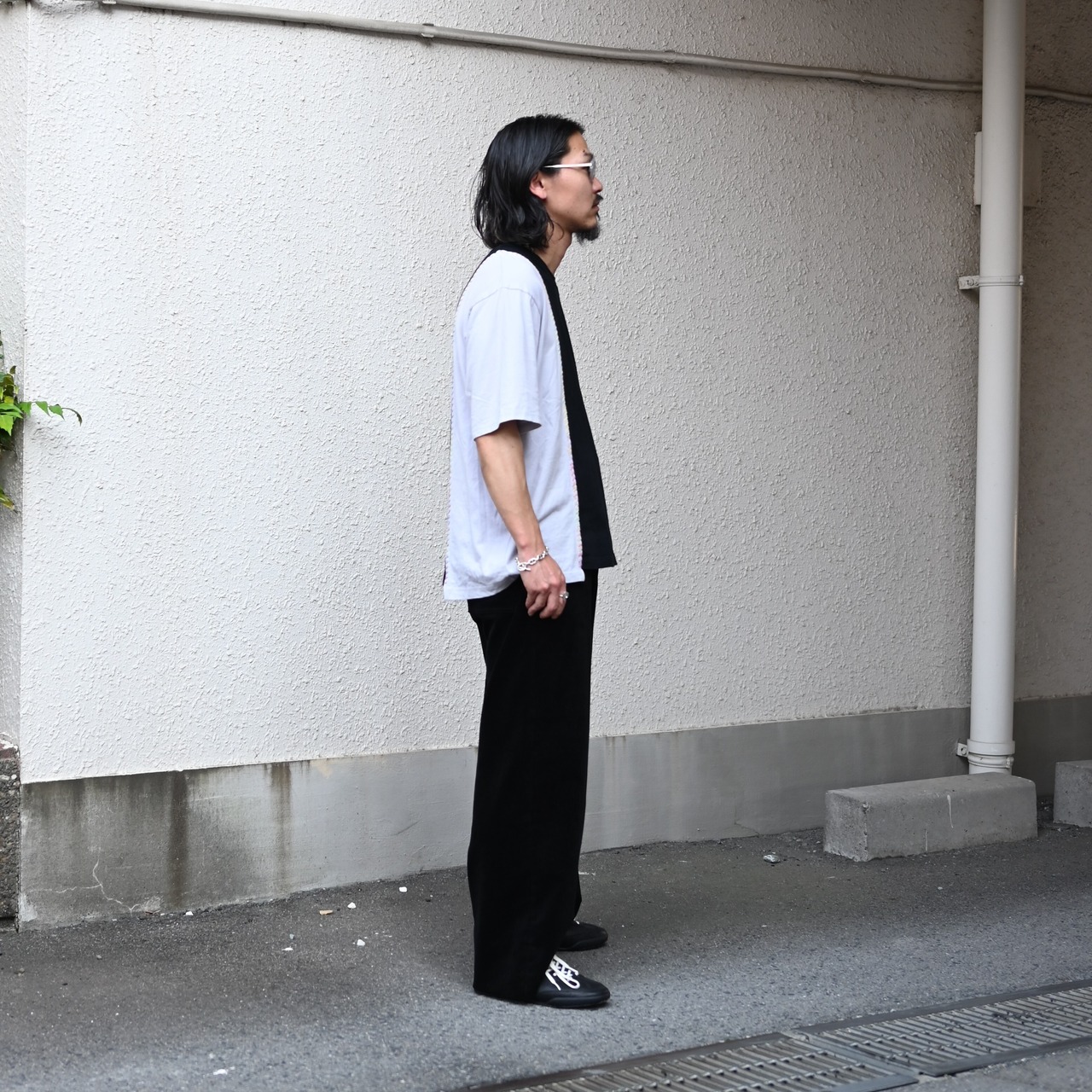 INTERIM / 9W LINEN COTTON CORDUROY BELTED MIL BAGGY TROUSER