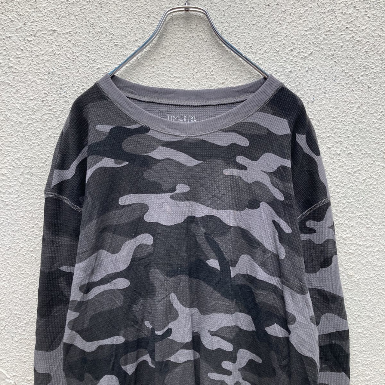 TIME AND TRU 長袖 サーマル Tシャツ XL グレー 迷彩 カモフラ ロンT 