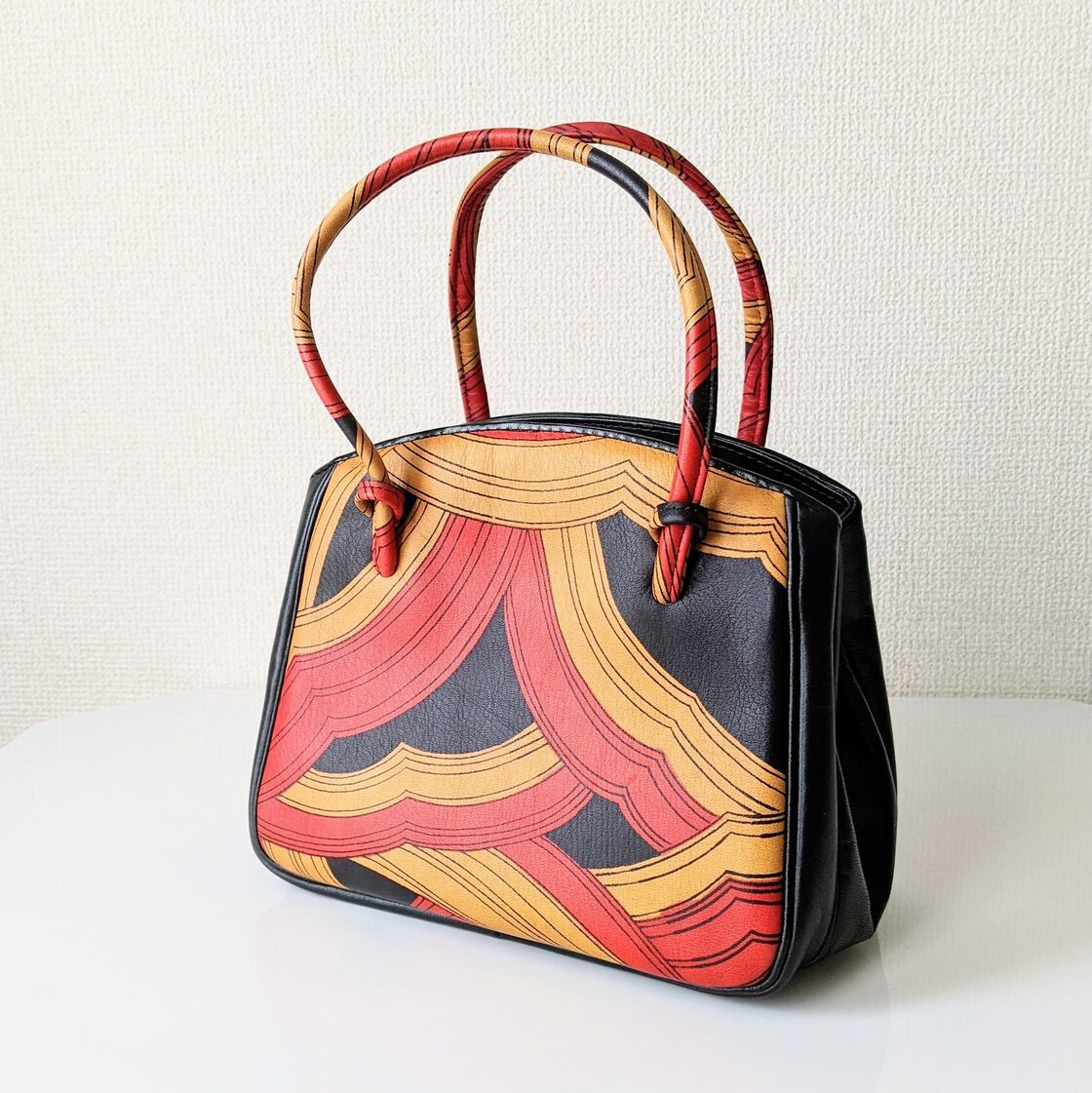 Vintage】 レザーハンドバッグ ARUKAN TOKYO マルチカラー 昭和レトロ  