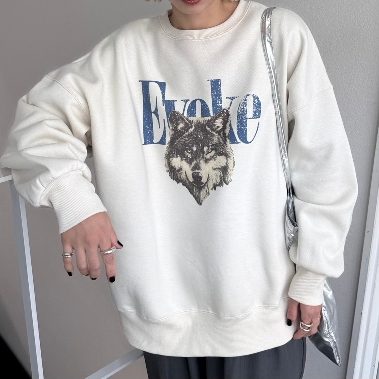 【鹿児島先行販売】[EVOKE]裏起毛スウェットPO/エクリュ