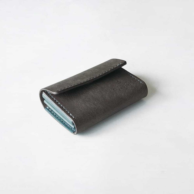 【限定色】カードがたくさん入る ミニ財布【グレー×くすみブルー】Smoky+（受注生産品）