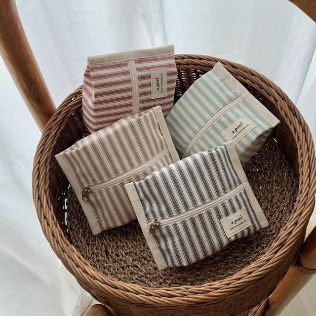 [a.poel] Stripe Cracker pouch (全4色)
