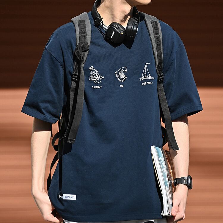 ★SMOOTH COTTON PRINT LOOSE T-SHIRT　　　A0656