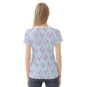 Women's All-Over Print T shirt Light Blue 4286