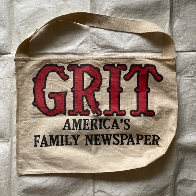GRIT グリット ニュースペーパーデリバリーバッグ 40s〜50s ペーパーボーイバッグ 染み込みプリント ヴィンテージ