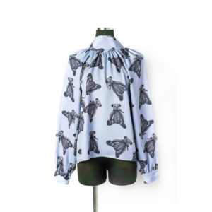 2022AW“GOCA original texstile” blouse GC210747 grey blue 次縹色