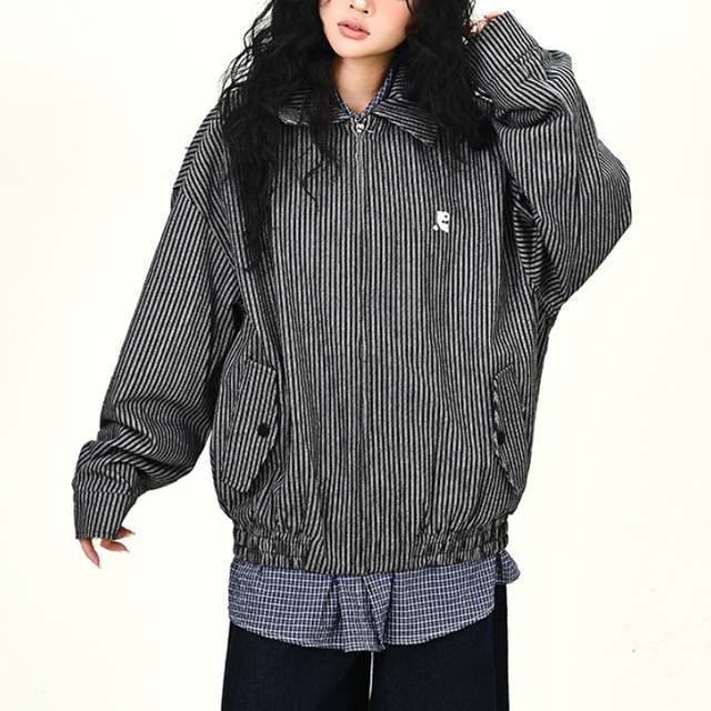 striped one-point jacket　ストライプワンポイントジャケット　J1242