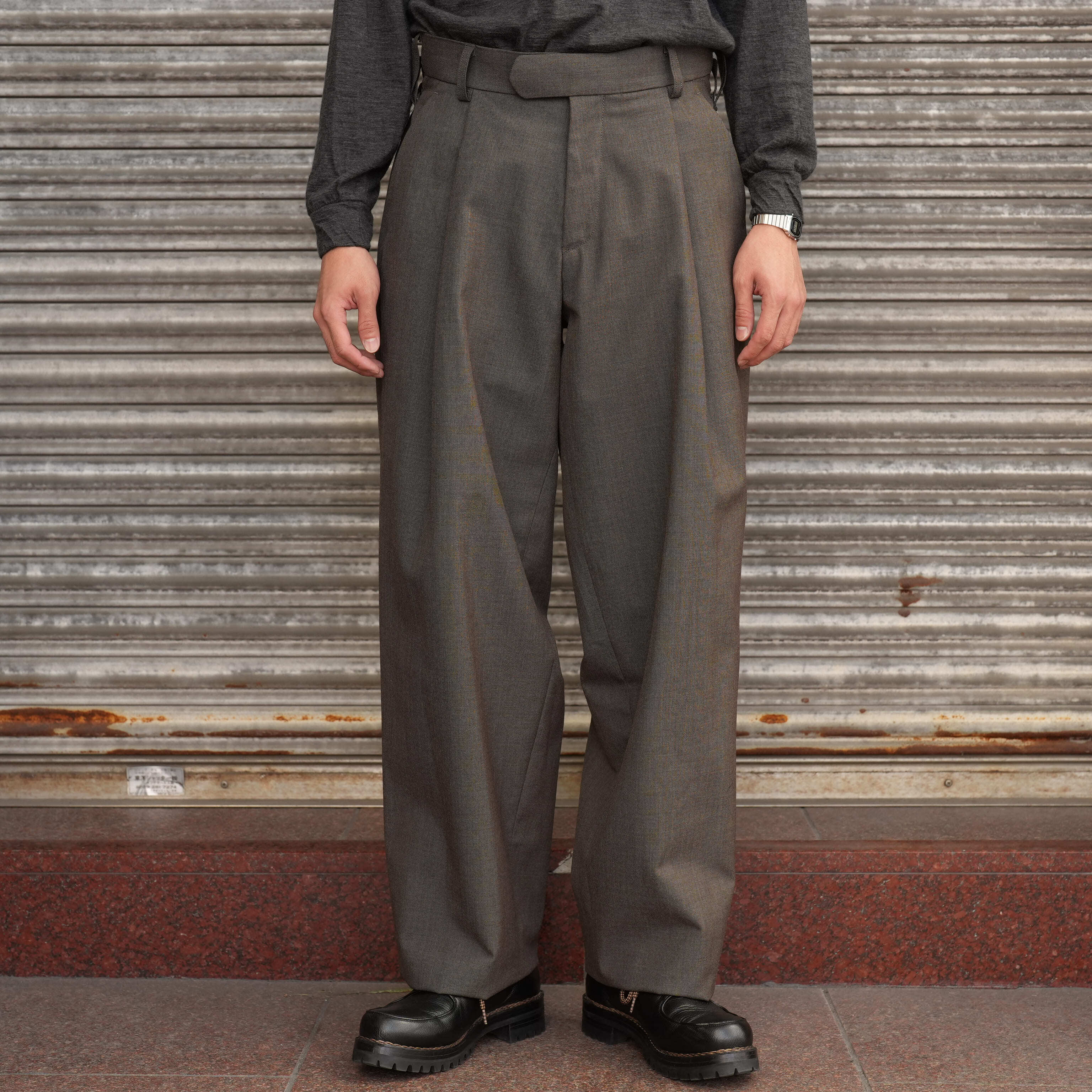 MAATEE&SONS(マーティーアンドサンズ) 26AW "Military Slacks" SHARKSKIN -BRWN SHARKSKIN-