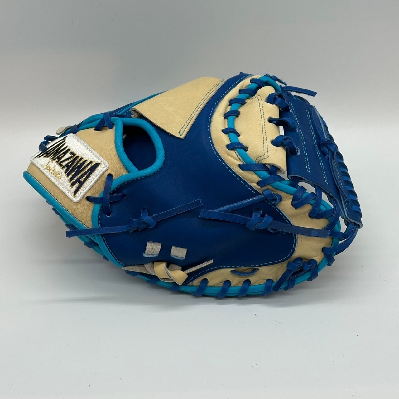 【軟式】【ジュニア】玉澤 キャッチャーミット 本体ブルーxキャメル 紐ブルー|タマザワ_03