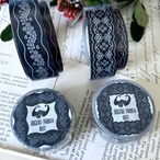 【素材】当店オリジナル  2cm幅 アンティーク黒の模様シールカットマスキングテープ / Store original  Antique Black lace seal cut Masking Tape