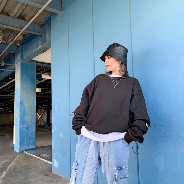 即納 韓国ファッション カットスリーブドロストトレーナー 韓国ファッション セレクトショップ One Will