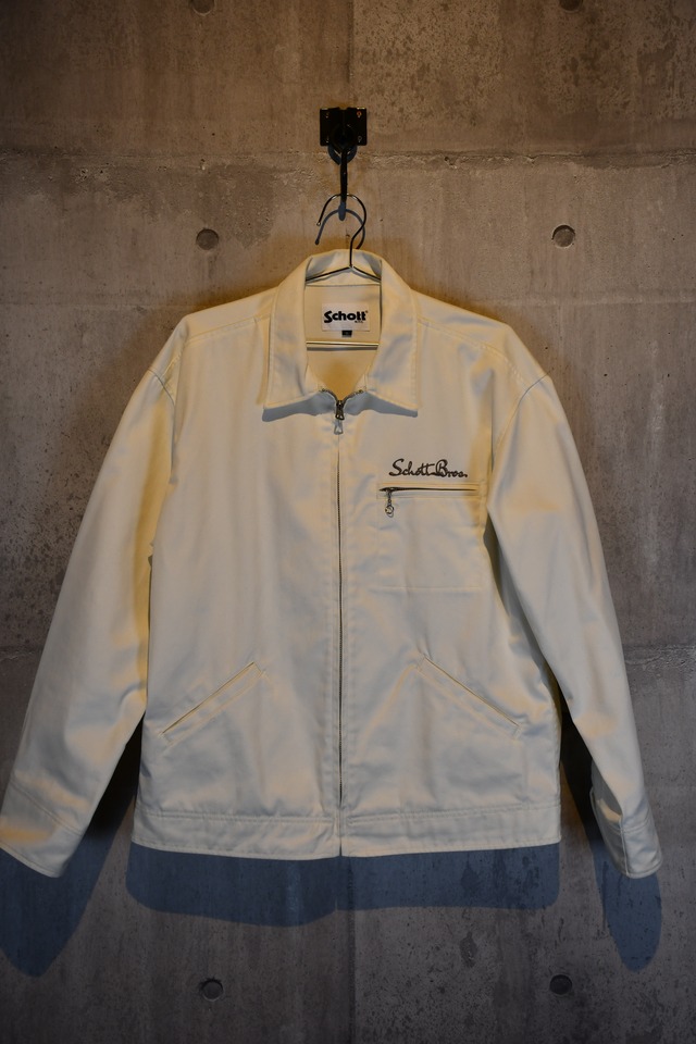 Schott N.Y.C. ジップアップ ワークジャケット ショット ホワイト XL