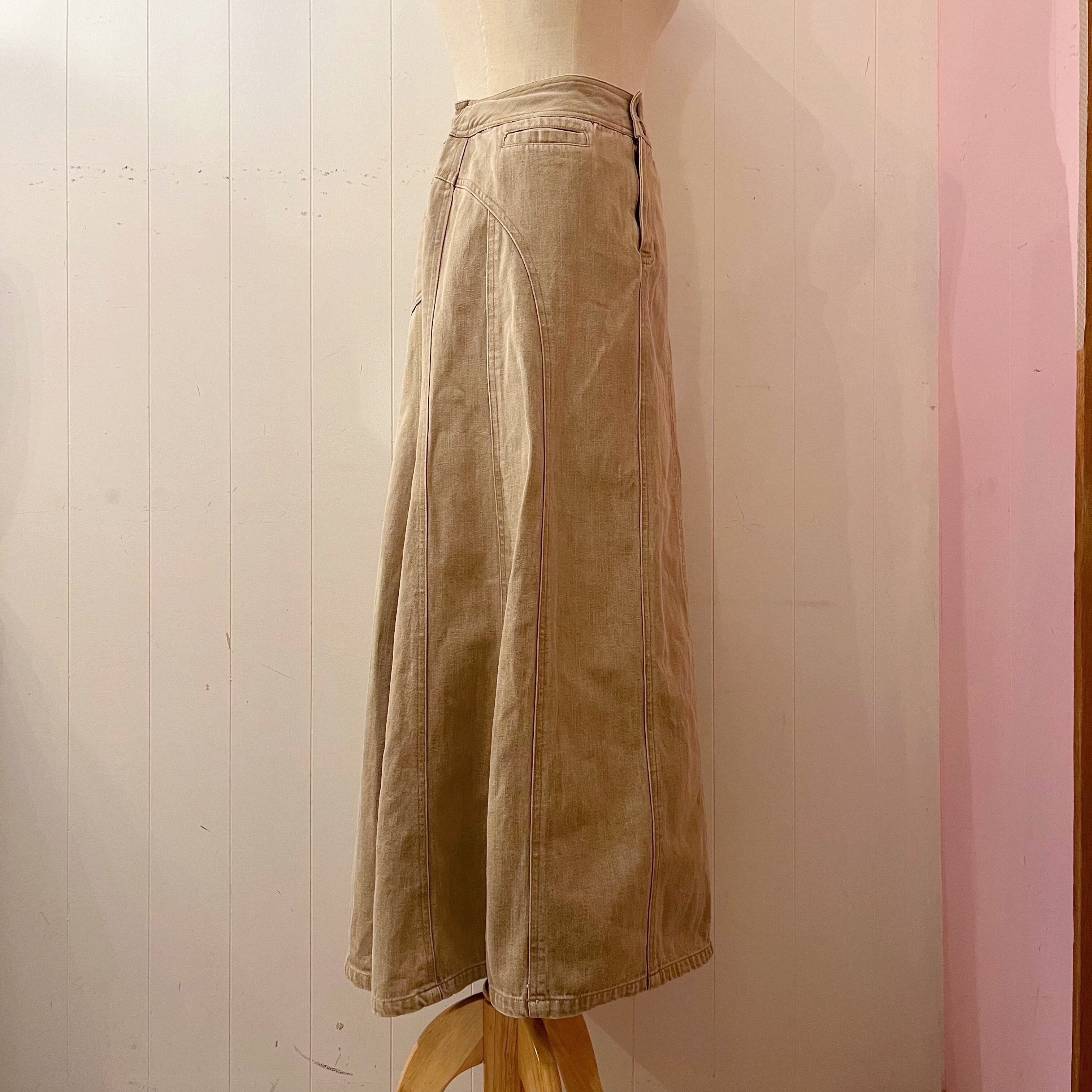 PINKHOUSE / beige denim long skirt