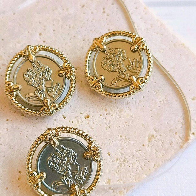 アンティークコイン メタルボタン(シルバー) 23mm シャンクボタン インポート 輸入 ヴィンテージ