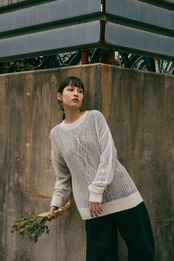 Sheer Aran Relax Sized Pullover Knit