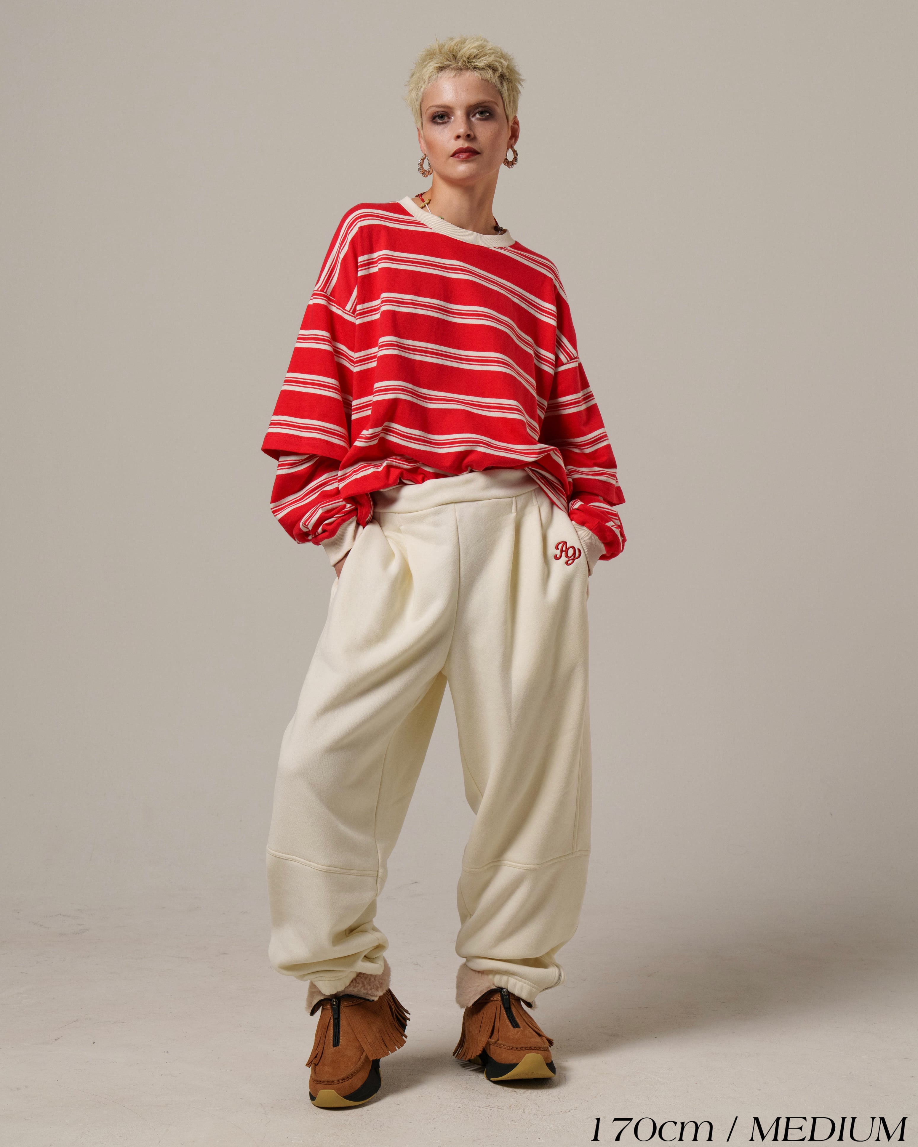 残り2点【BIG】AG Sweat Pants-White Musk | AMBERGLEAM