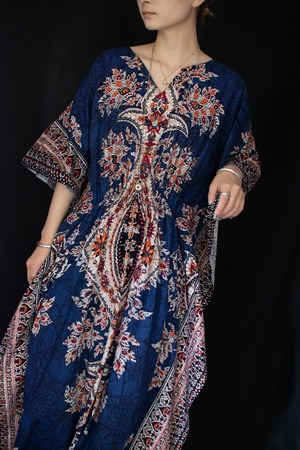 1970-80s Ethnic print caftan dress