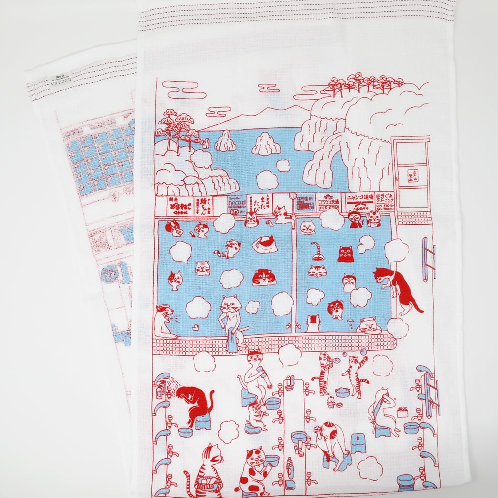 猫タオル手拭い(タオルてぬぐい)猫ノ湯  マスノヤ衣料品店・マスノヤ猫雑貨店 powered by BASE