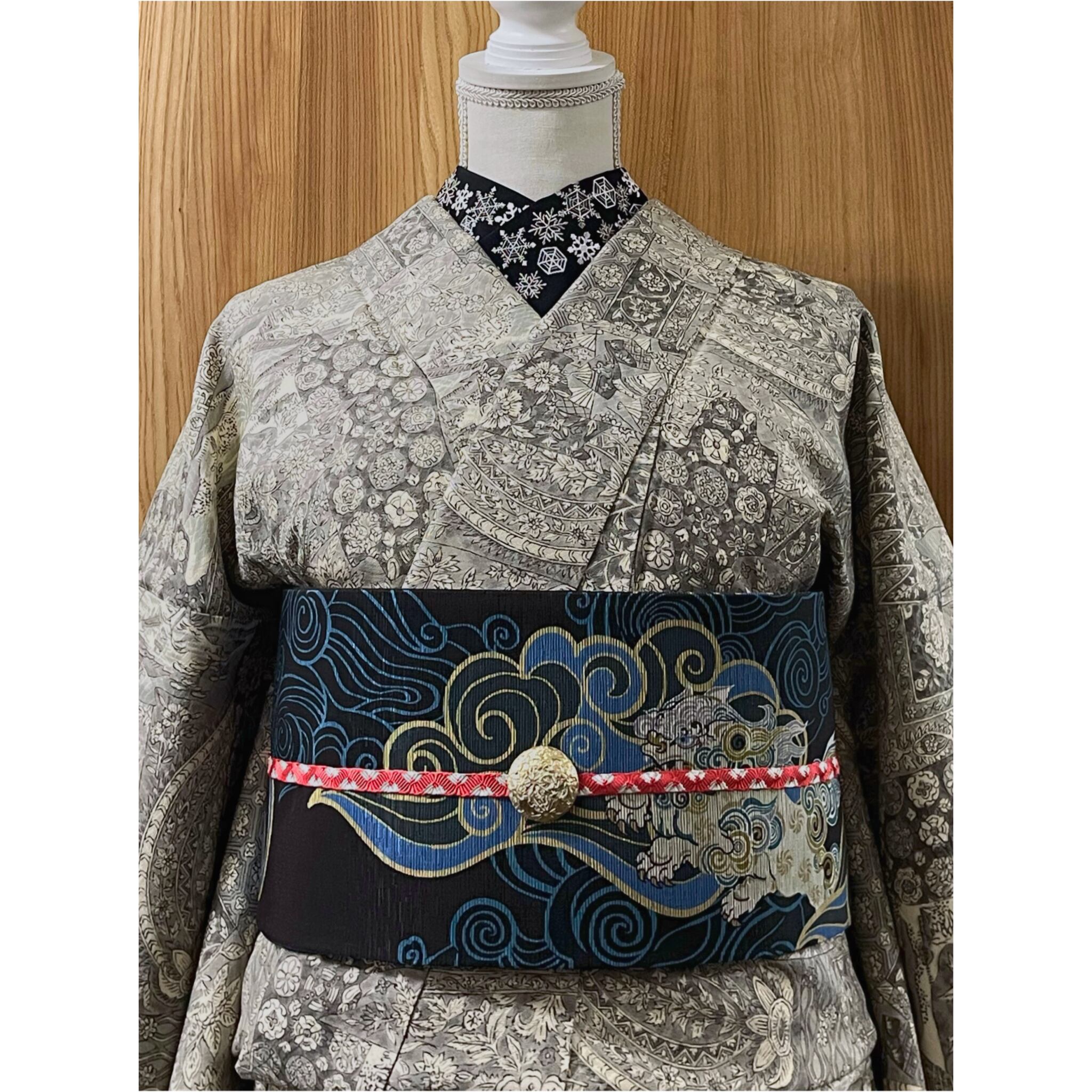 新品】召しませ花 『瑞雲』リバーシブル半幅帯(ブラック) | きもの楸堂