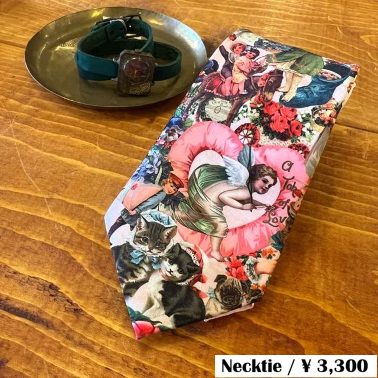 TOPANGA Accessory Heritage Tie, Angel Cat, Pink, Perfect for Gifts, Formal, Casual, Classic, Vintage　