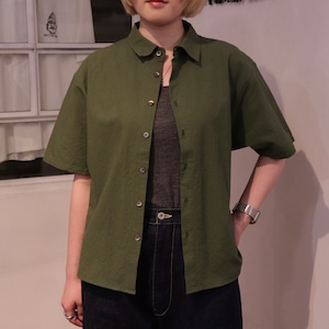 【NARU FACTORY】SHEETING HABD WASHER FLARE SHIRT