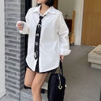 Preppy style white shirt with tie (ME324)