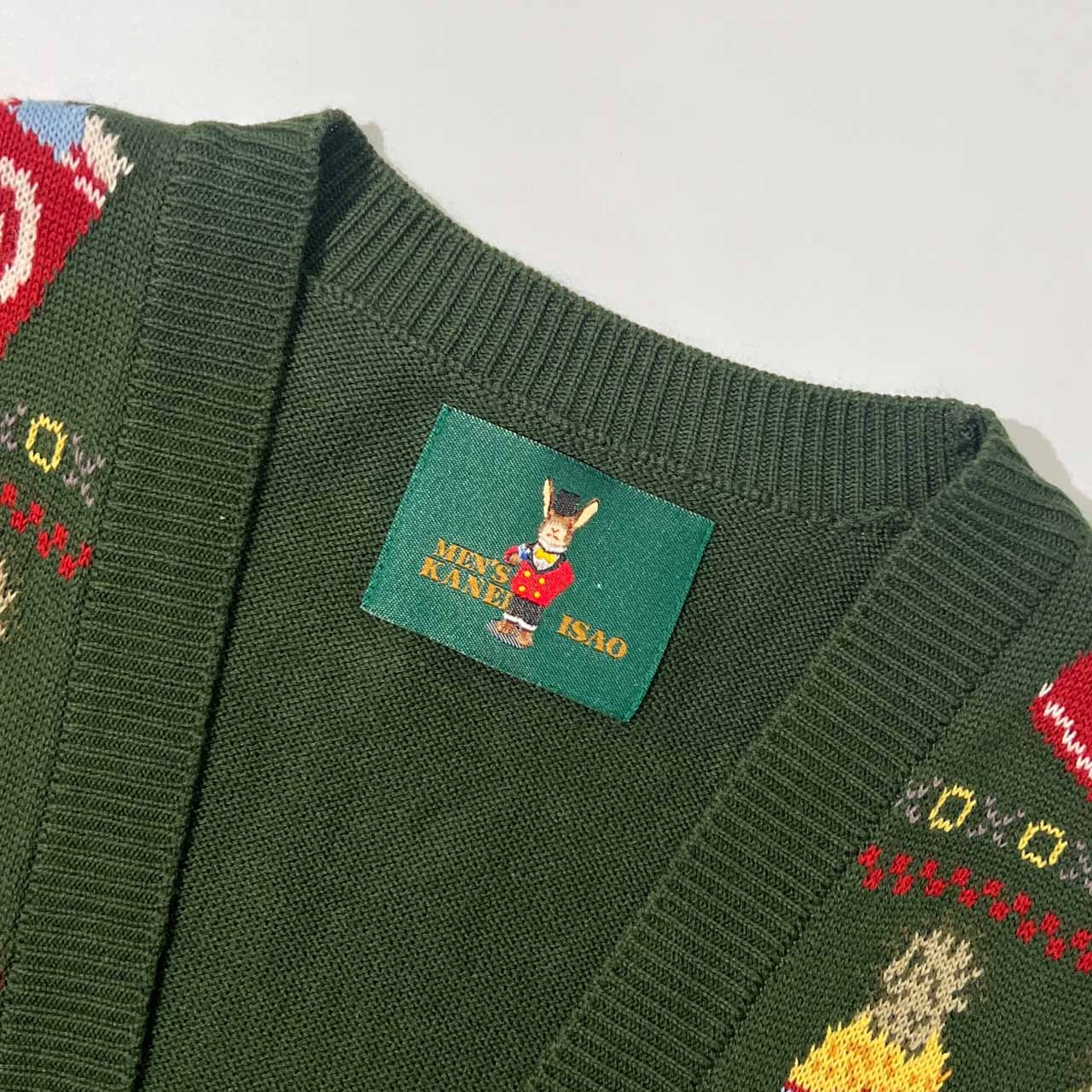 MEN’S KANEKO ISAO メンズカネコイサオ デザイン コットン ニット ベスト/グリーン系 メンズ