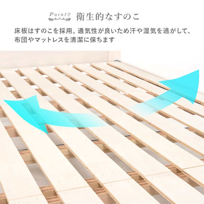 【組立式】引出し ポケットコイルマット付き収納セミシングルショートベッド すのこフレーム 一人暮らし ワンルーム 幅84cm