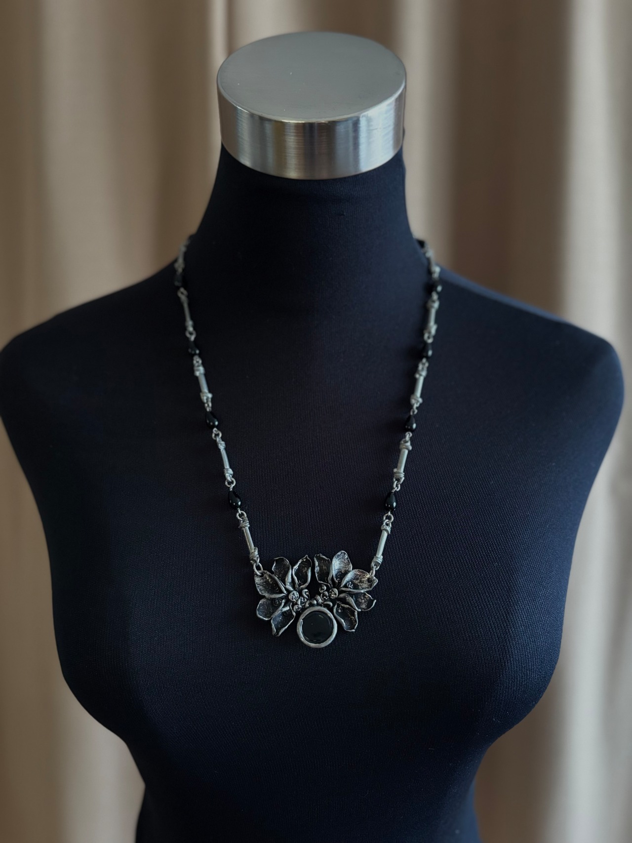 gothic floral statement necklace-5312-7