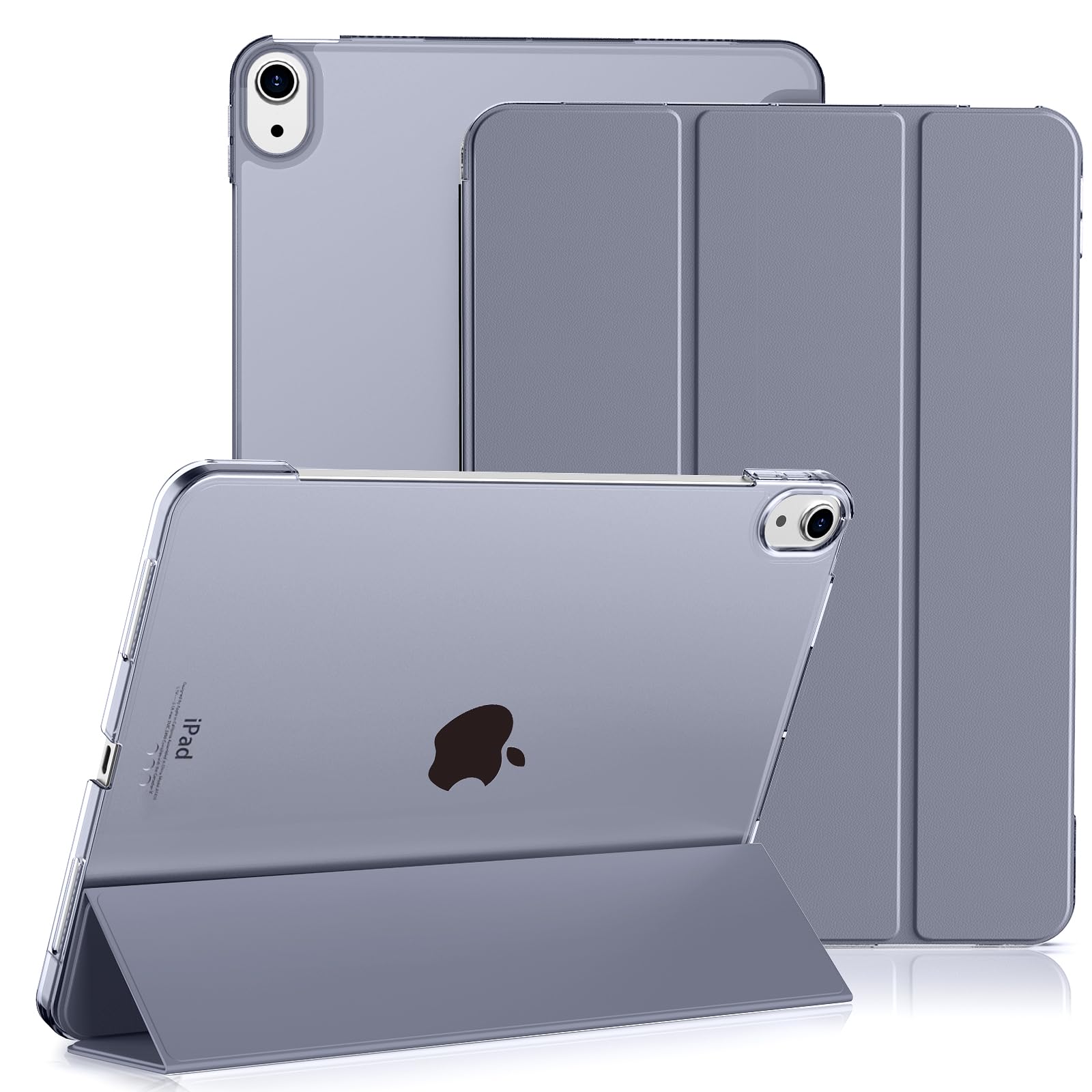 SQBEBS iPad 11世代 /10世代 ケース 11インチ 2025/10.9インチ 2022 半透明フロスト バックカバー 三つ折り スタンド Touch IDとオートスリープ機能対応 軽量 薄型 傷つけ防止 対応 iPad A16 ケース ブルーグレー