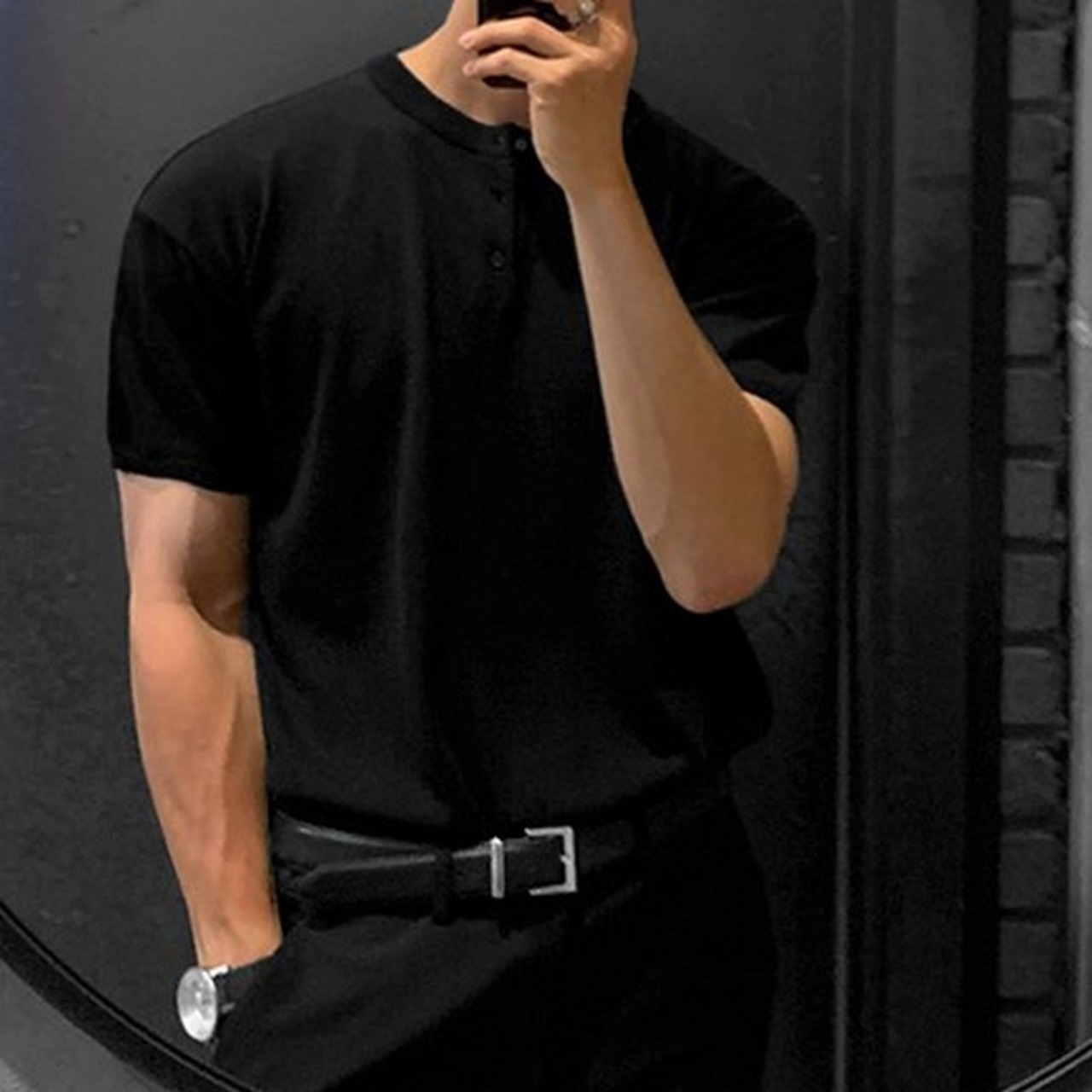 ヘンリーネックニットTシャツ　MT0080234