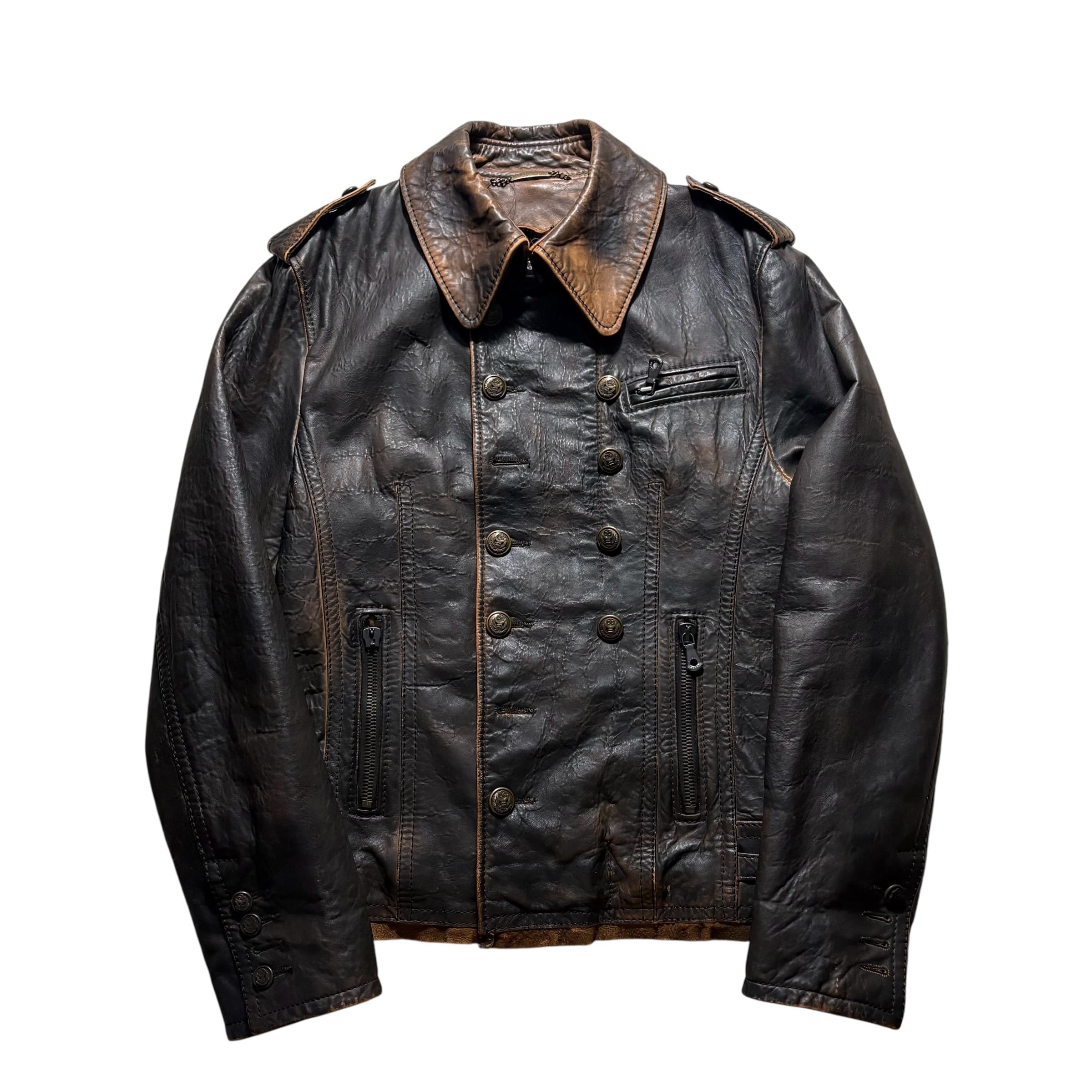 DOLCE&GABBANA leather napoleon jacket | NOIR ONLINE