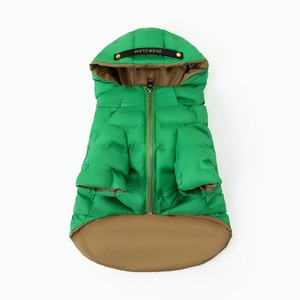 ZIP-UP PUFFER JACKET WITH HOOD Green / OVER GLAM