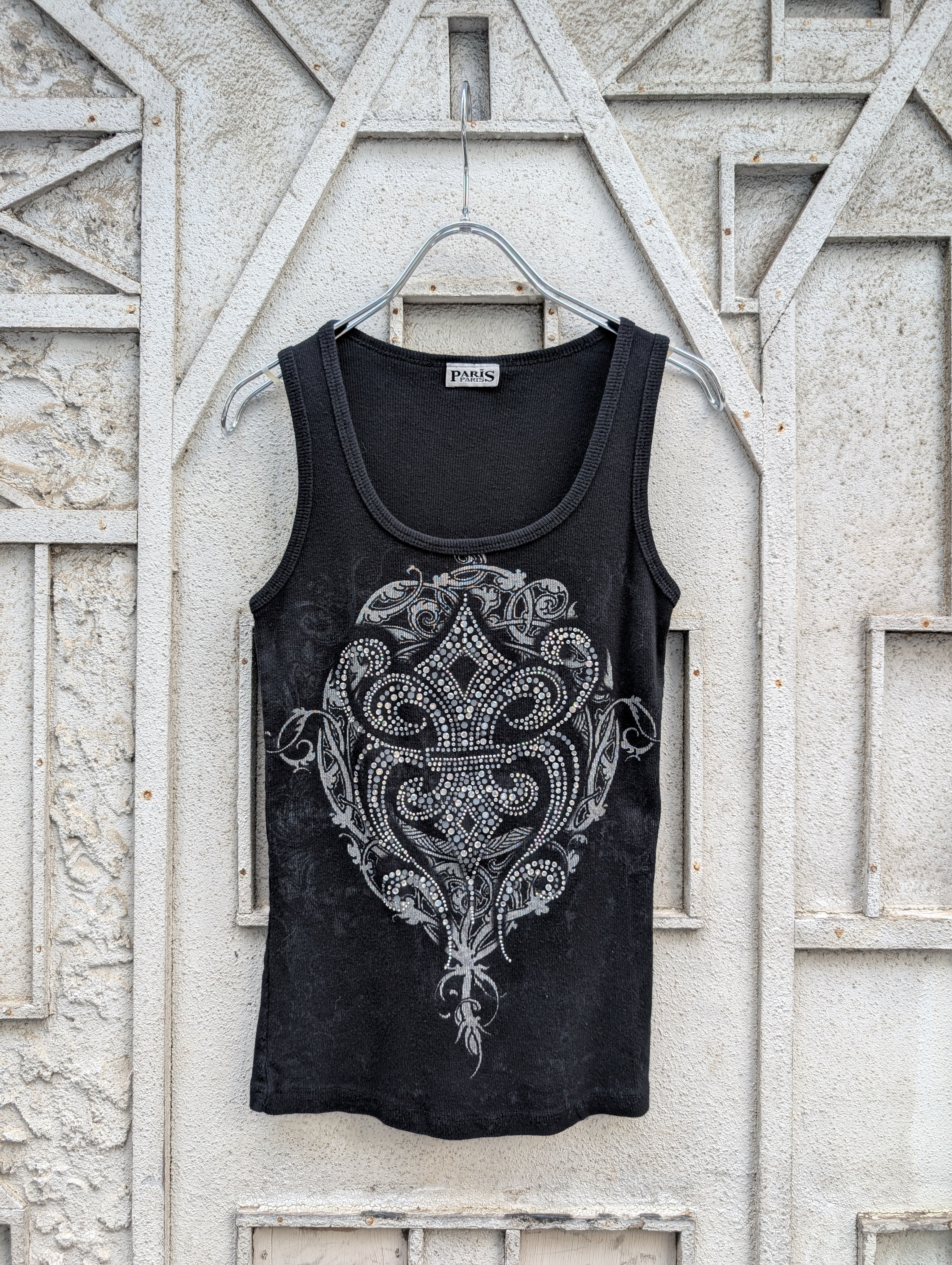 "EMBLEM" rhinestone tank top