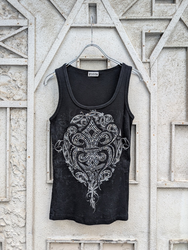 "EMBLEM" rhinestone tank top