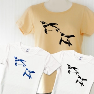 泳いでる ペンギン Tシャツ 半袖 ホワイト ベージュ メンズ レディース 綿100％ M L XL