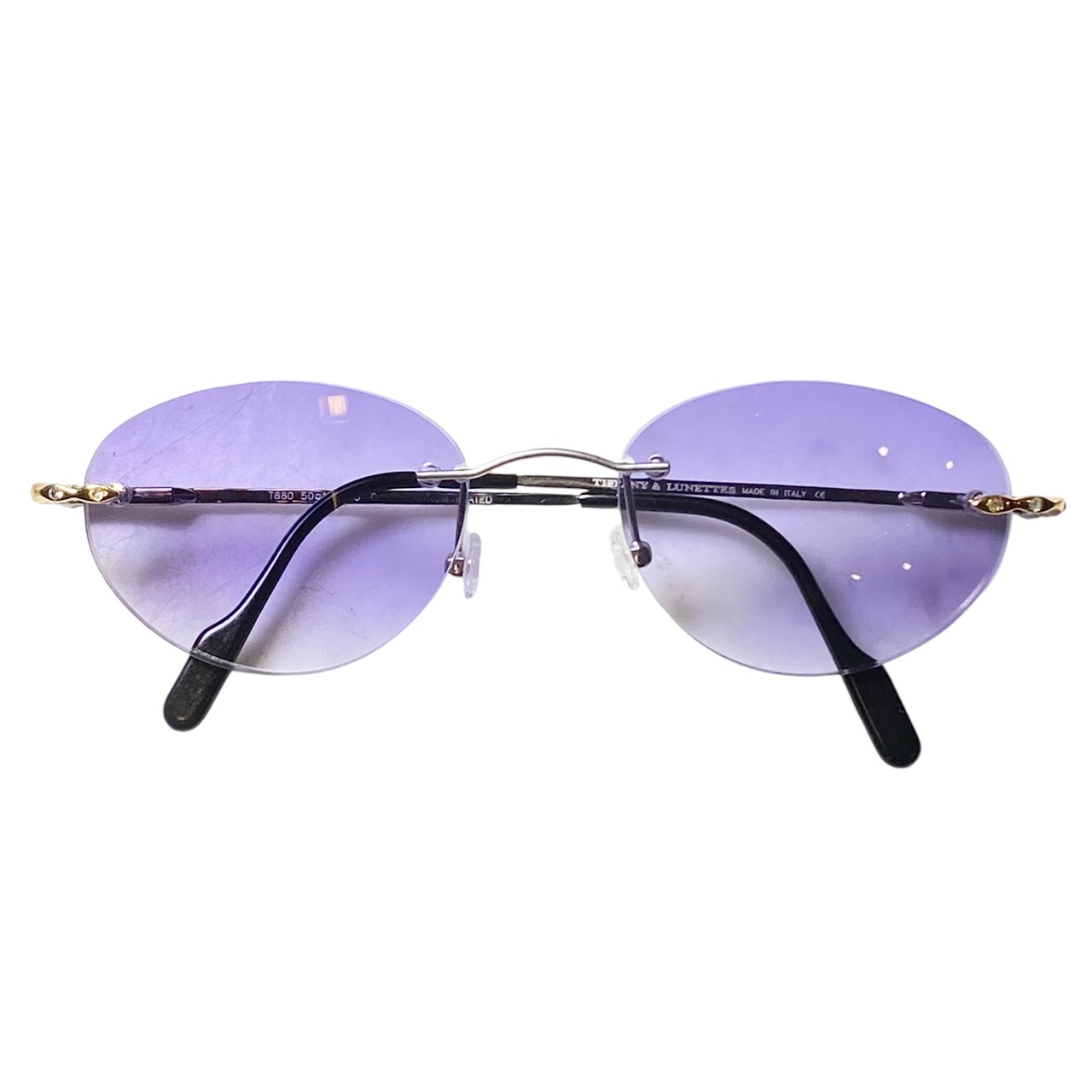 vintage TIFFANY LUNETTES platinum plated deadstock glasses “T660” (PURPLE”