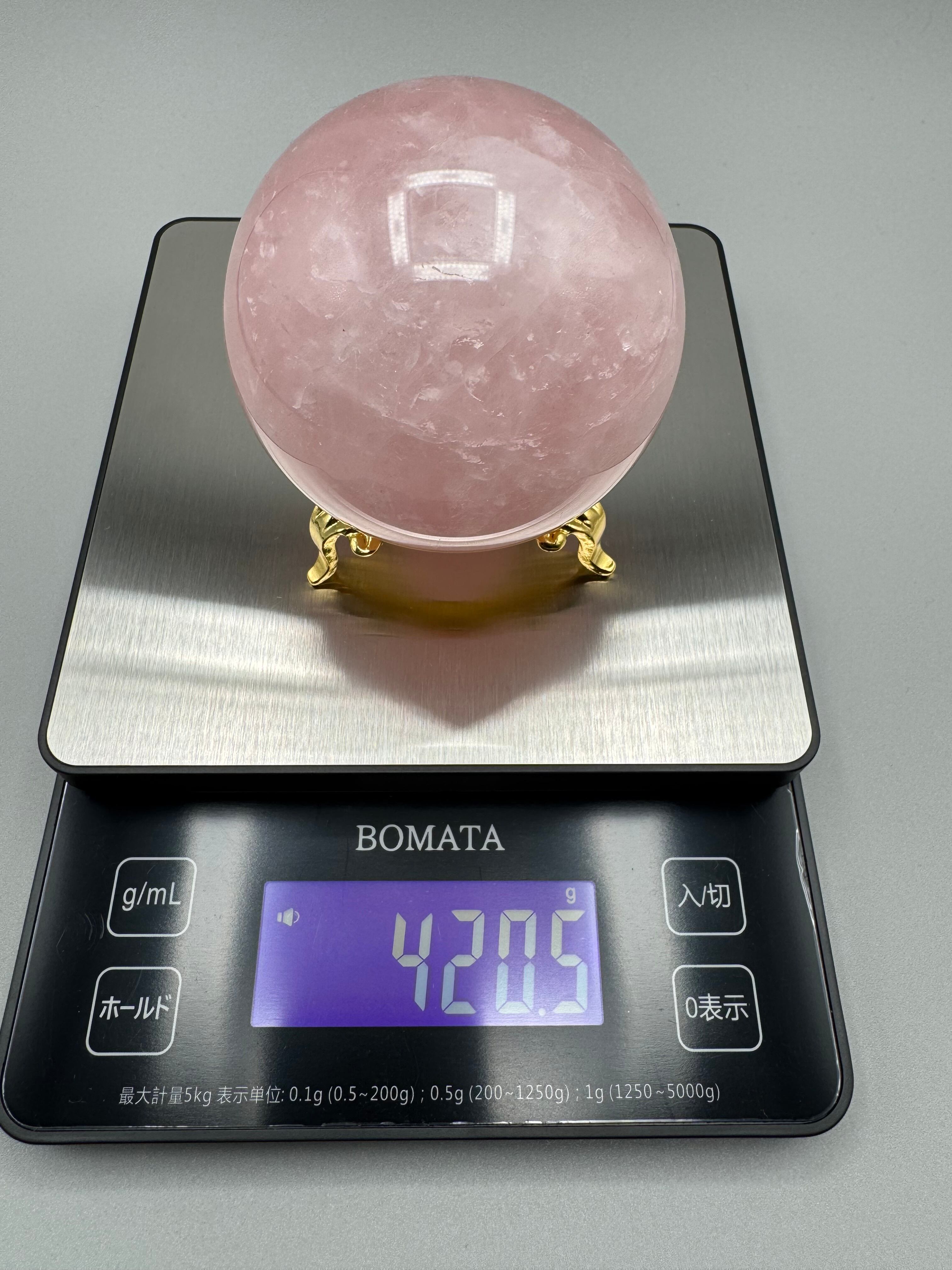 天然石インテリア】ローズクォーツスフィア｜Rose Quartz｜420.5g