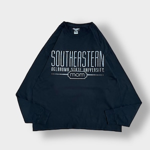 【Champion】カレッジ ロンT ロングTシャツ 長袖Tシャツ ロゴ プリント オクラホマ州立大学 OKLAHOMA STATE UNIVERSITY チャンピオン X-LARGE ビッグサイズ 黒 US古着