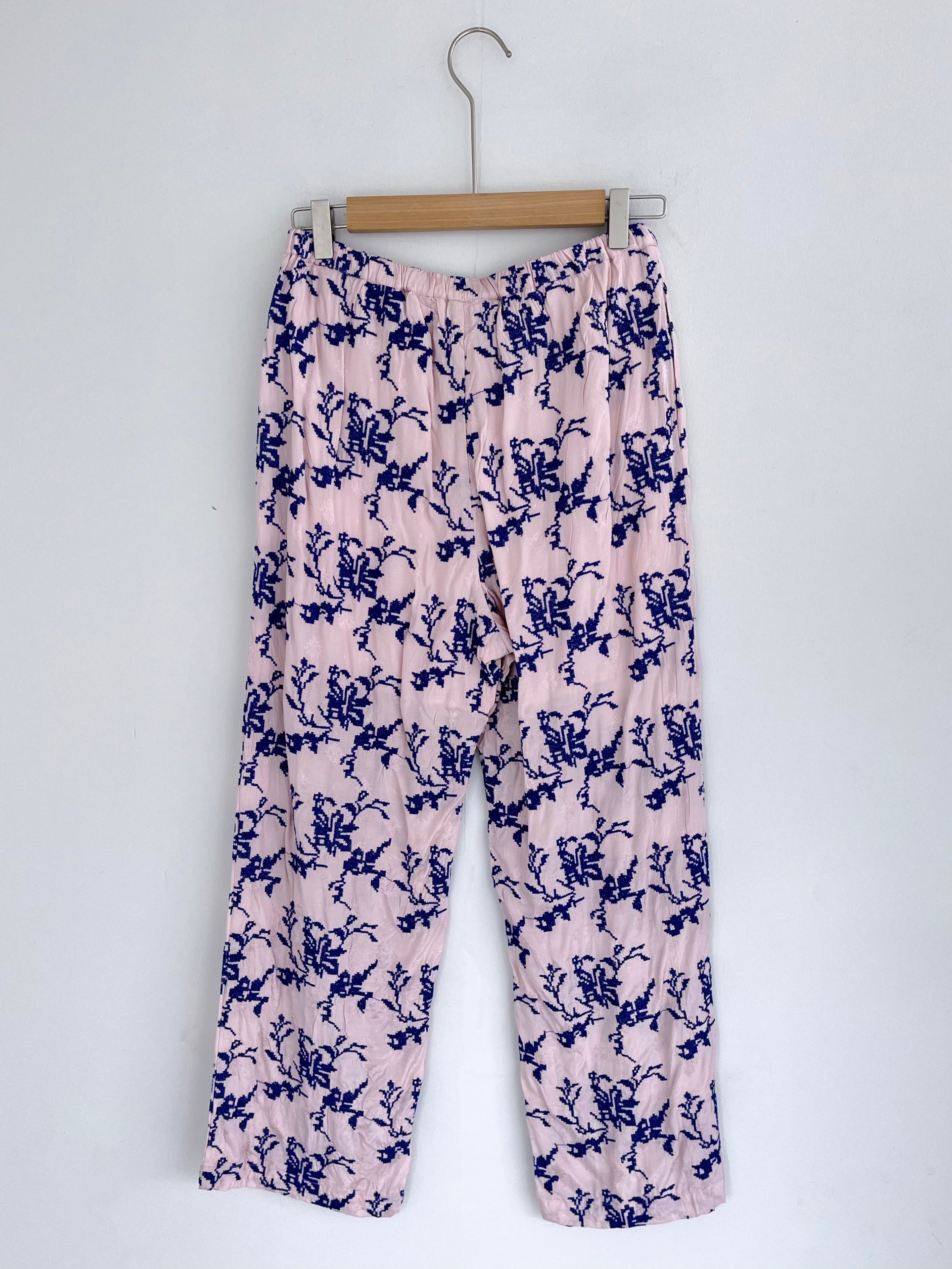 Sara Mallika Rayon Jaquard Flower All Over Embridery Pants | KOKO