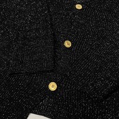 VALENZA PO バレンザポー 金ボタン ラメ入り レーヨンニット カーディガン ジャケット M /ブラック/日本製