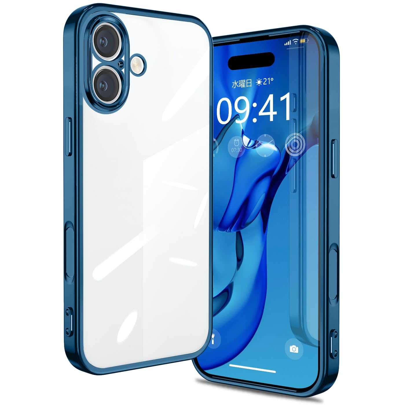 shichalisi iPhone17 向けの ケース クリア アイフォン17 カバー スマホケース 耐衝撃((ブルー)