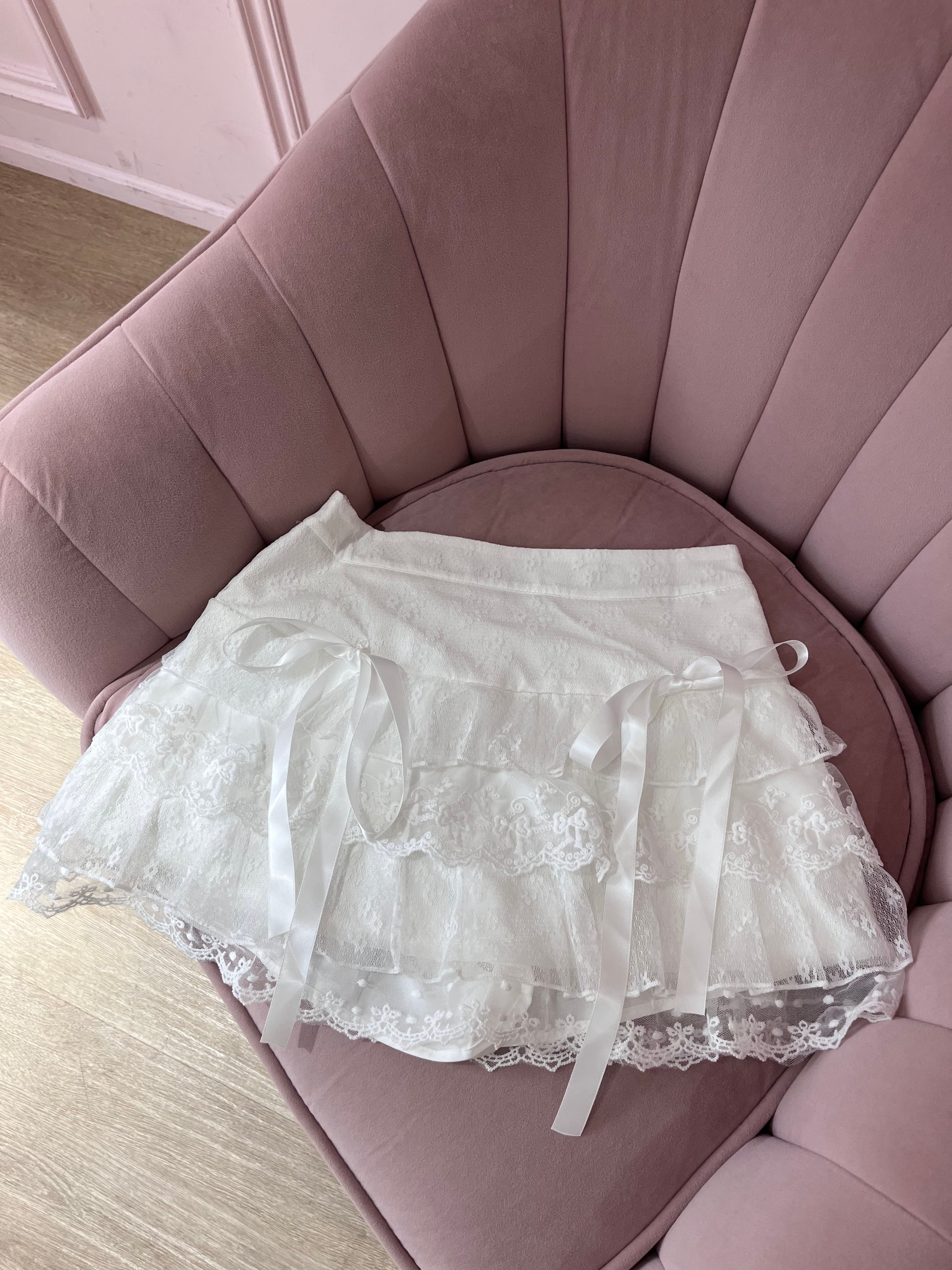 double ribbon lace skirt