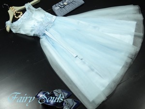 送料無料 未使用 発表会 結婚式 二次会 イベント デ－ト 7号(S) フォ－マル 刺繍 チュール パ－ティ－ ドレス [OPN3426]