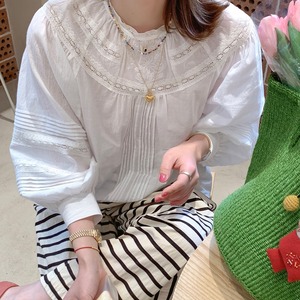 ピンタックレースブラウス　A1767