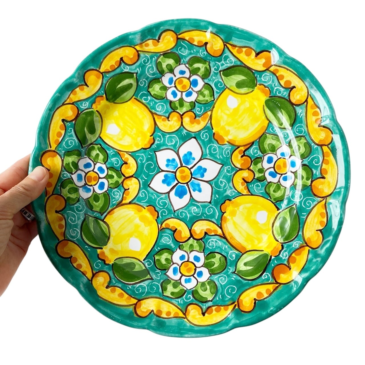 絵皿 26cm GEO046 マヨリカ焼き イタリア陶器 レモン柄 ディナー皿