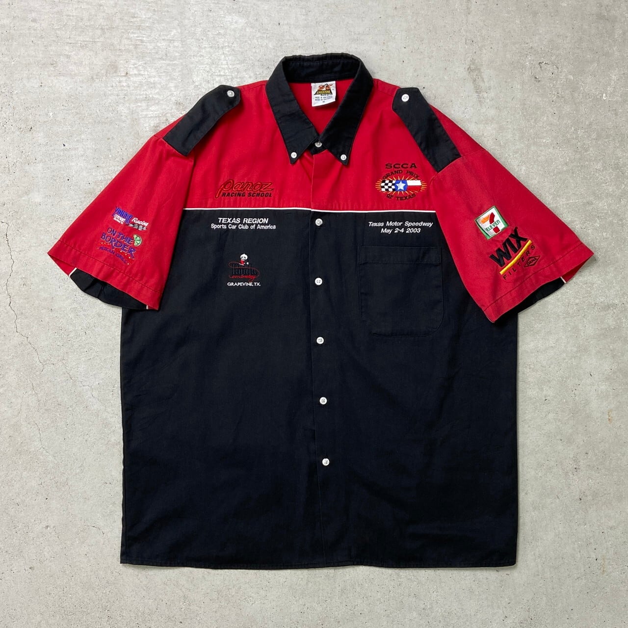 00年代 SPEED ZONE RACE GEAR レーシング ピットシャツ 企業ロゴ刺繍 